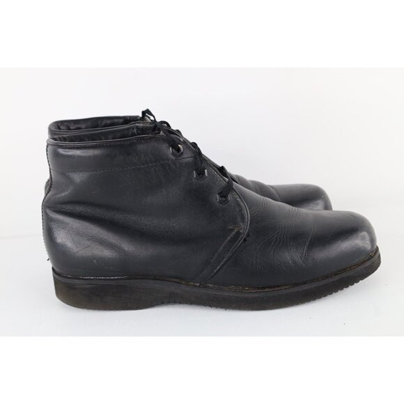 Vtg 70s Streetwear Mens 9 Distressed Leather Ankle Chukkas Chukka Boots Black main image 6